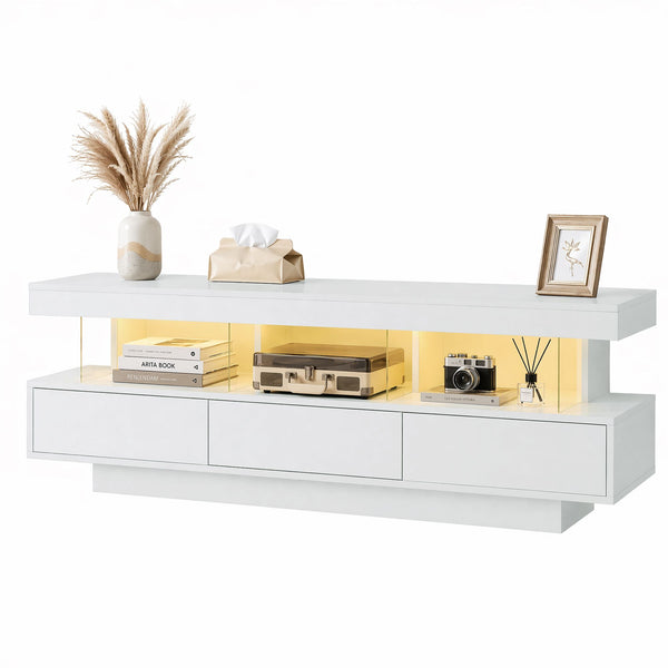 Artiss TV Unit LED 160CM Storage Drawer White Awezingly