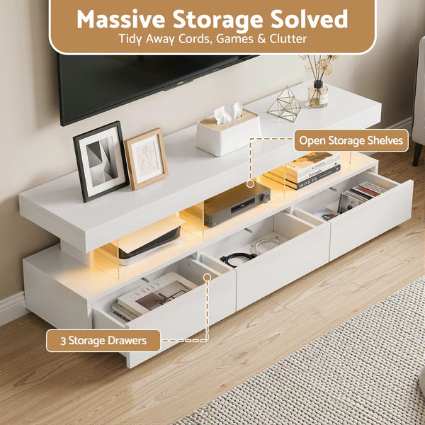 Artiss TV Unit LED 160CM Storage Drawer White Awezingly