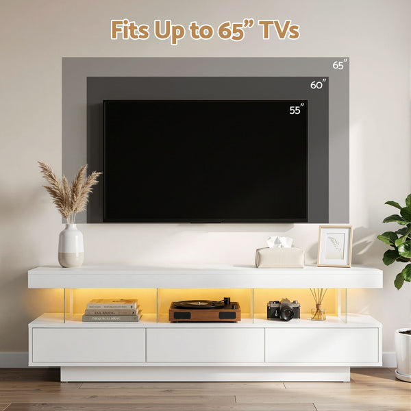 Artiss TV Unit LED 160CM Storage Drawer White Awezingly