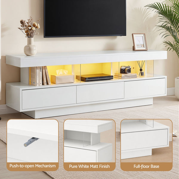 Artiss TV Unit LED 160CM Storage Drawer White Awezingly