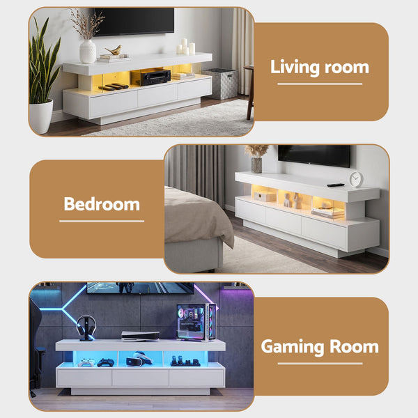 Artiss TV Unit LED 160CM Storage Drawer White Awezingly