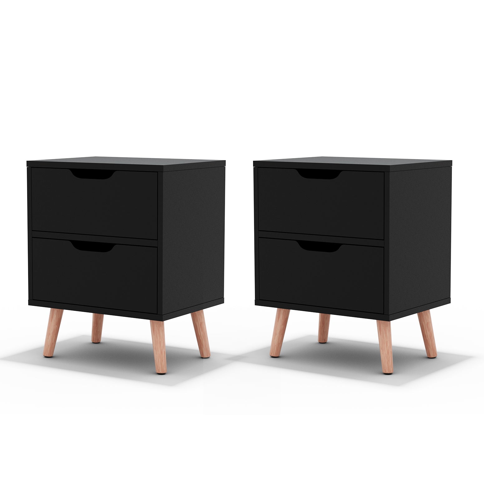 Artiss 2 x Bedside Table 2 Drawers - BODEN Black Awezingly