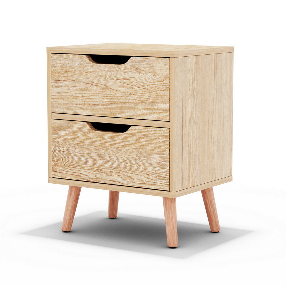 Artiss Bedside Table 2 Drawers Nightstand - BODEN Pine Awezingly