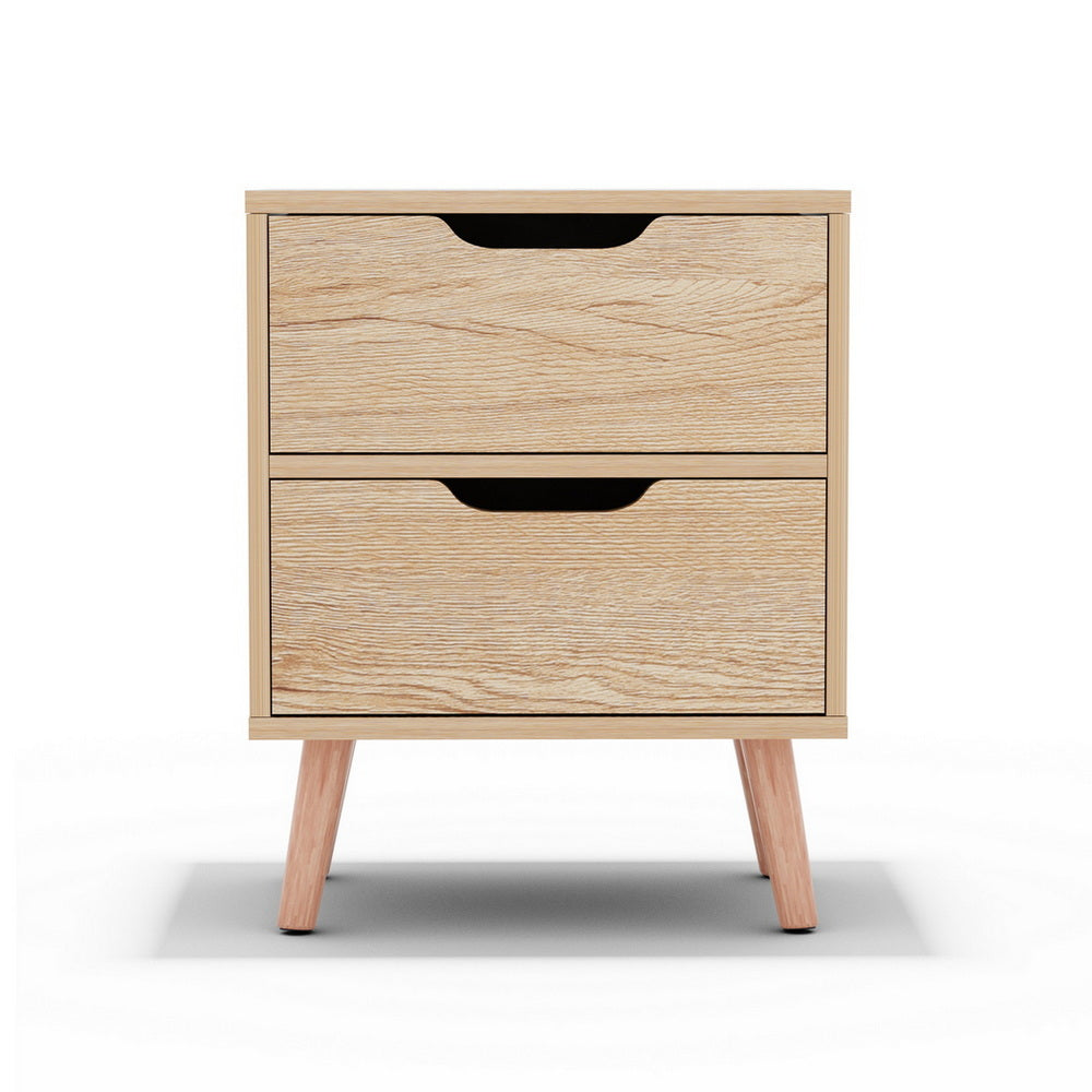 Artiss Bedside Table 2 Drawers Nightstand - BODEN Pine Awezingly