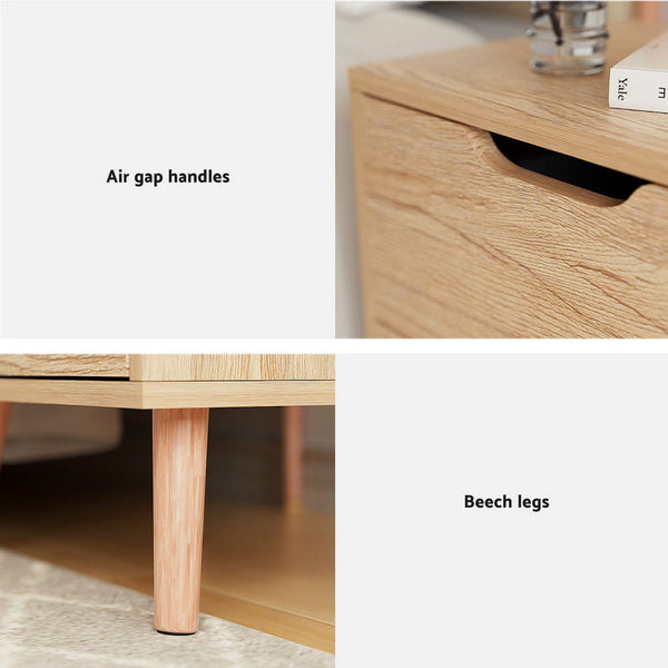 Artiss Bedside Table 2 Drawers Nightstand - BODEN Pine Awezingly