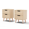 Artiss 2 x Bedside Table 2 Drawers - BODEN Pine
