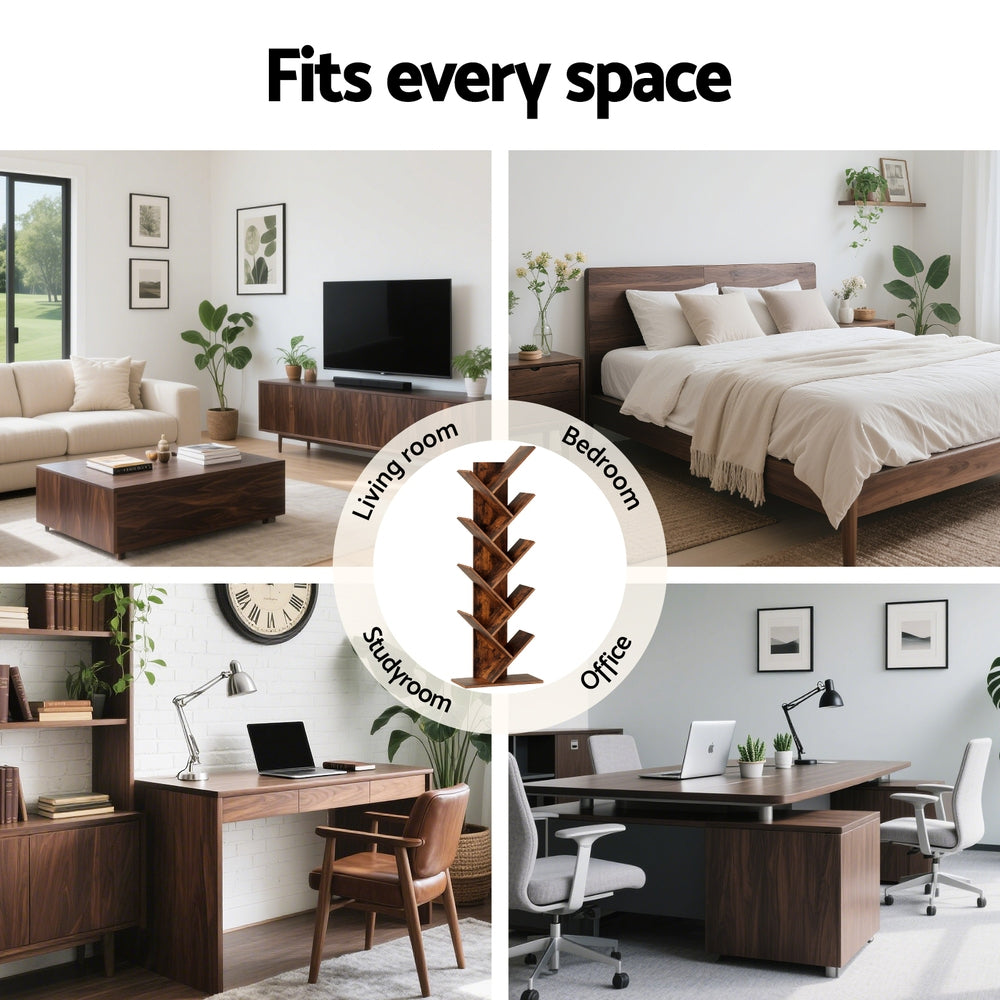 Artiss Tree Bookshelf 9 Tiers Walnut Awezingly