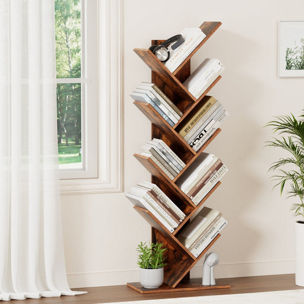 Artiss Tree Bookshelf 9 Tiers Walnut Awezingly