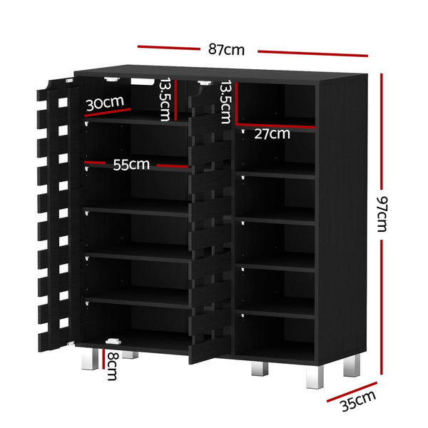 Artiss Shoe Rack Cabinet 6 Tier Storage Shelf Black Artiss