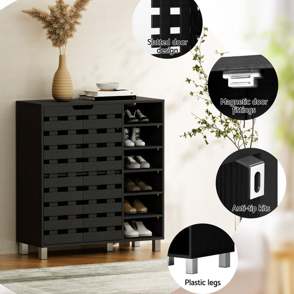 Artiss Shoe Rack Cabinet 6 Tier Storage Shelf Black Artiss