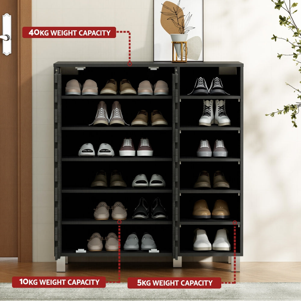 Artiss Shoe Rack Cabinet 6 Tier Storage Shelf Black Artiss