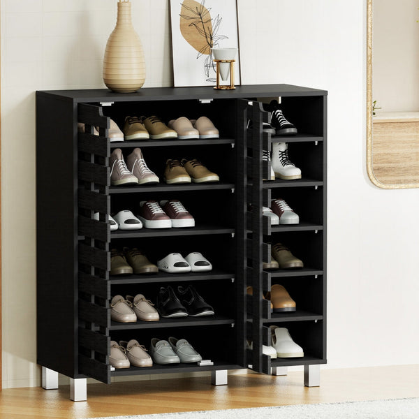 Artiss Shoe Rack Cabinet 6 Tier Storage Shelf Black Artiss