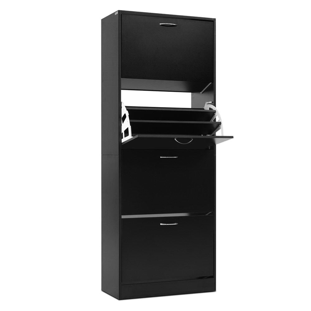 Artiss Shoe Cabinet Shoes Storage Rack Organiser 60 Pairs Black Shelf Drawer Artiss