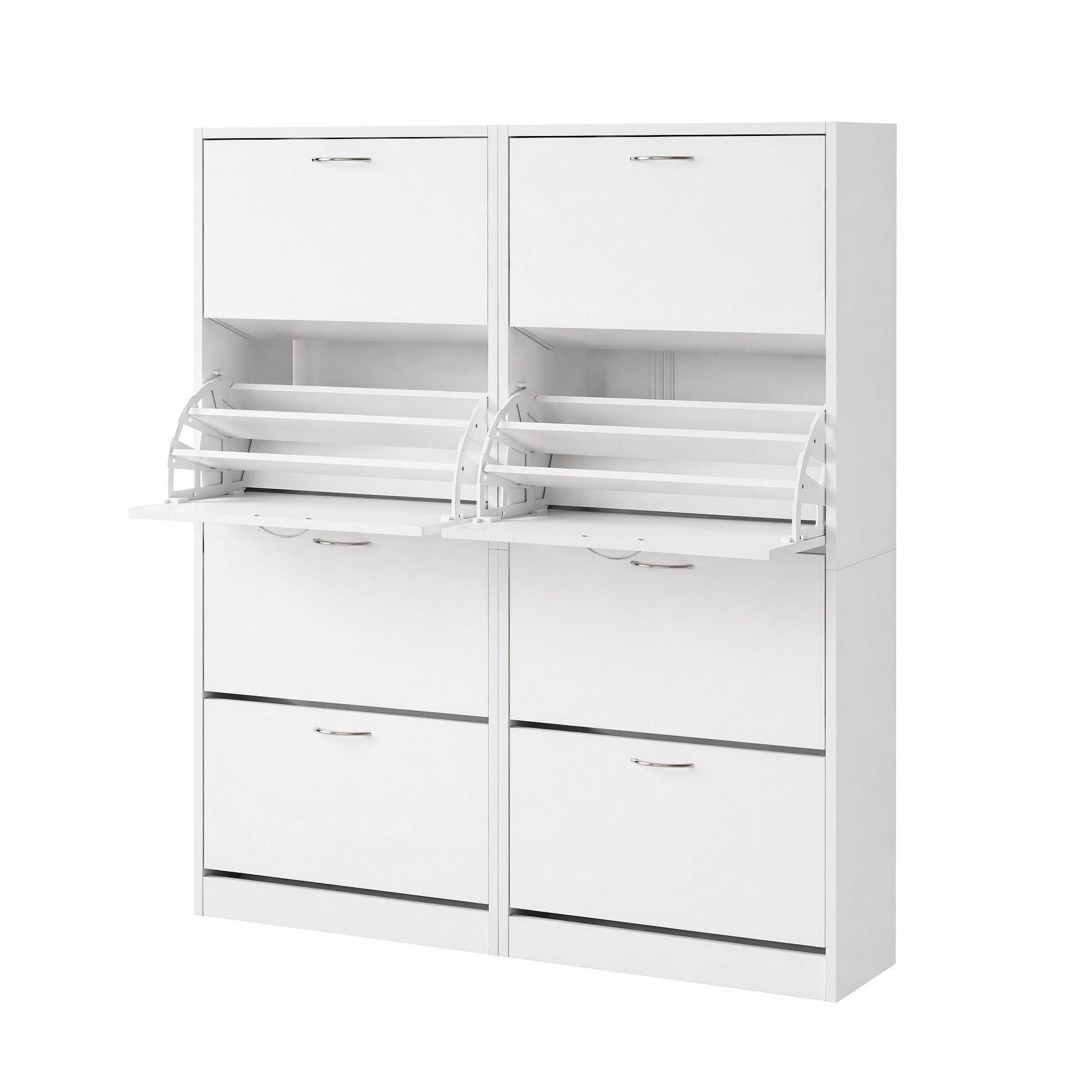 Artiss 2x Shoe Cabinet Storage Organiser 4 Flip Drawer White Awezingly
