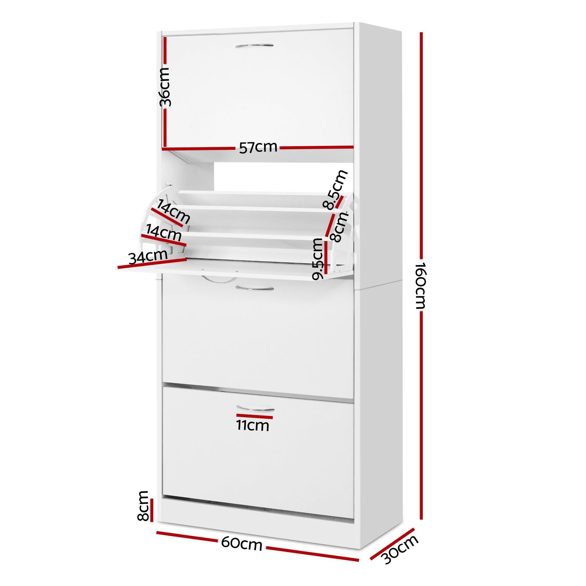 Artiss 2x Shoe Cabinet Storage Organiser 4 Flip Drawer White Awezingly