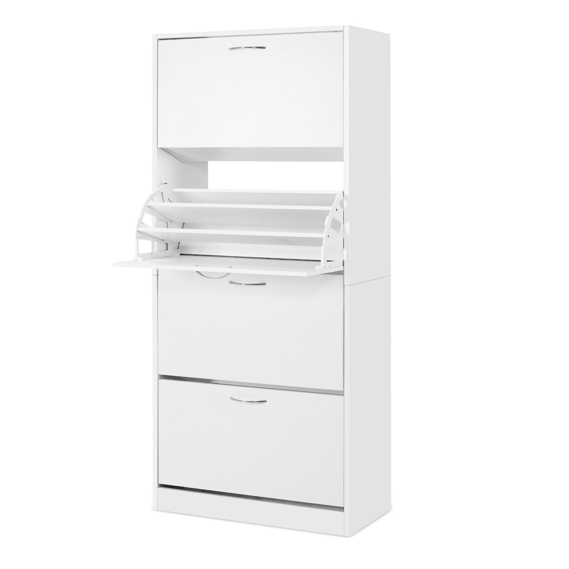 Artiss 2x Shoe Cabinet Storage Organiser 4 Flip Drawer White Awezingly