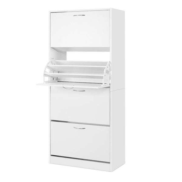 Artiss 2x Shoe Cabinet Storage Organiser 4 Flip Drawer White Awezingly