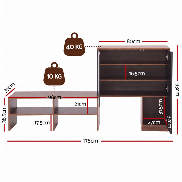 Artiss 2-IN-1 Shoe Cabinet Bench w/ Adjustable Shelf Hallway Walnut & Black Awezingly