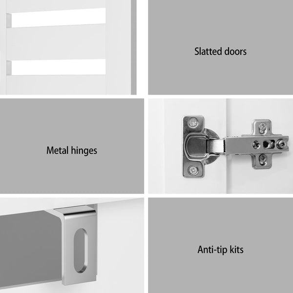 Artiss Shoe Rack Cabinet 30 Pairs Adjustable Shelf White Artiss