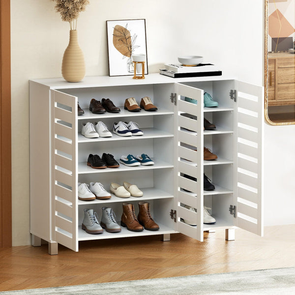 Artiss Shoe Rack Cabinet 30 Pairs Adjustable Shelf White Artiss