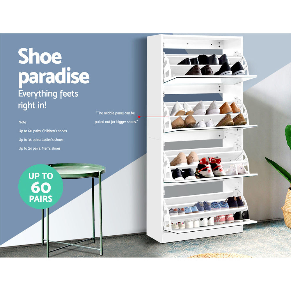 Artiss Shoe Cabinet Mirror Shoes Storage Rack Organiser 60 Pairs Cupboard Shelf Artiss