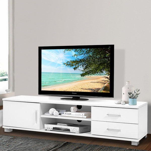 Artiss 120cm TV Stand Entertainment Unit Storage Cabinet Drawers Shelf White Artiss
