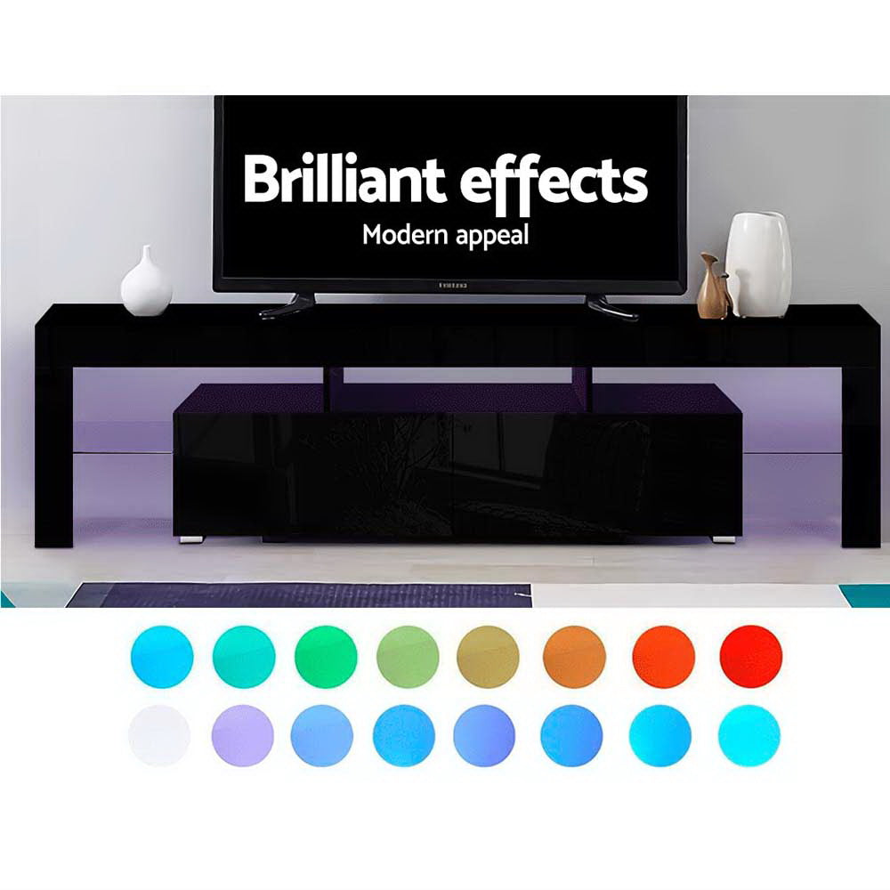 Artiss 189cm RGB LED TV Stand Cabinet Entertainment Unit Gloss Black Artiss