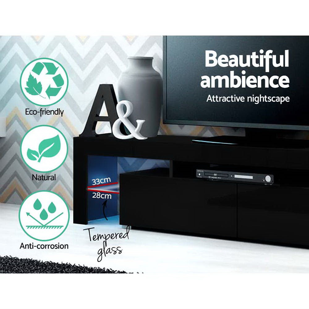 Artiss 189cm RGB LED TV Stand Cabinet Entertainment Unit Gloss Black Artiss