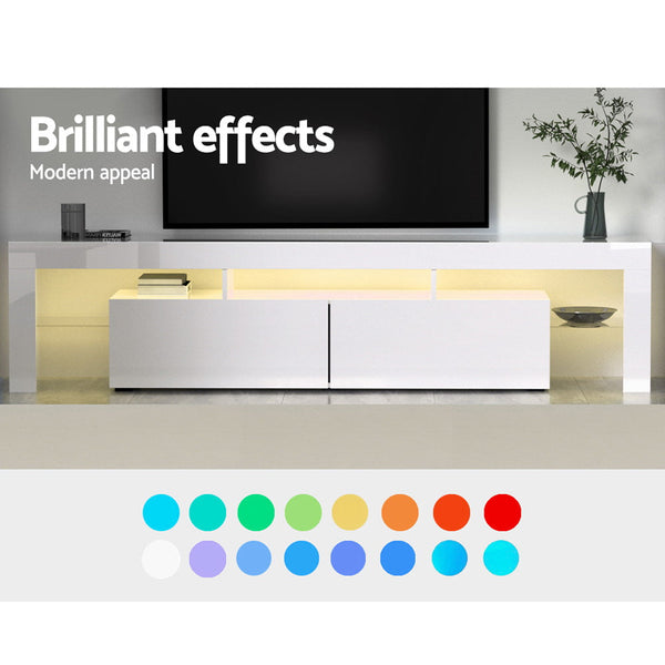 Artiss 189cm RGB LED TV Stand Cabinet Entertainment Unit Gloss White Artiss