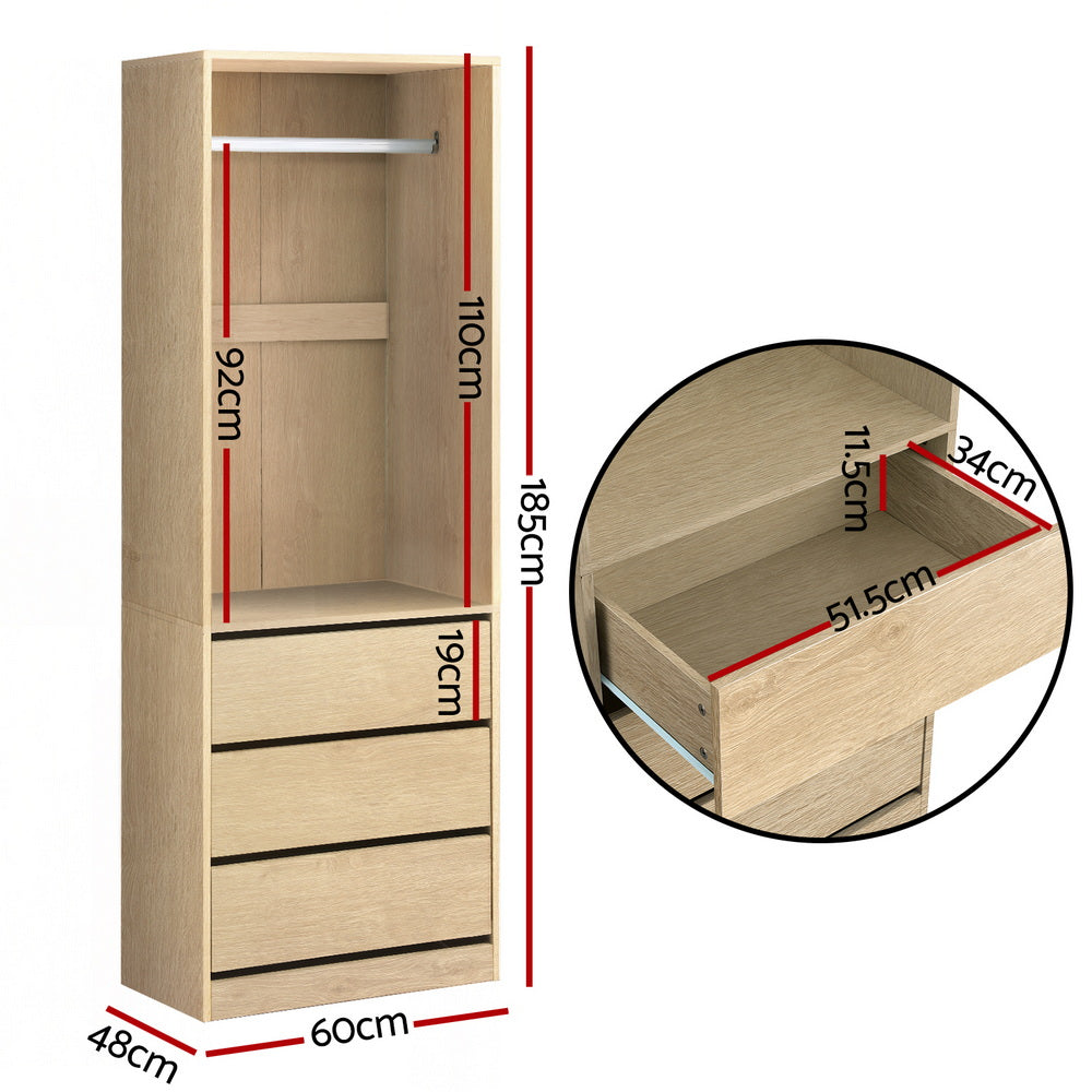 Artiss Wardrobe Clothes Closet Storage Organizer Pine Artiss