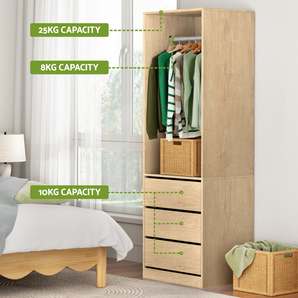 Artiss Wardrobe Clothes Closet Storage Organizer Pine Artiss