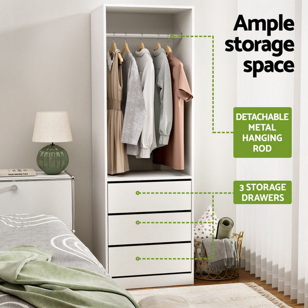 Artiss Wardrobe Clothes Closet Storage Organizer White Artiss