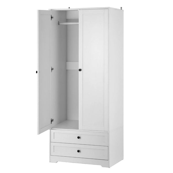 Artiss Wardrobe Clothes Closet Storage Organizer with 2 Doors White Artiss
