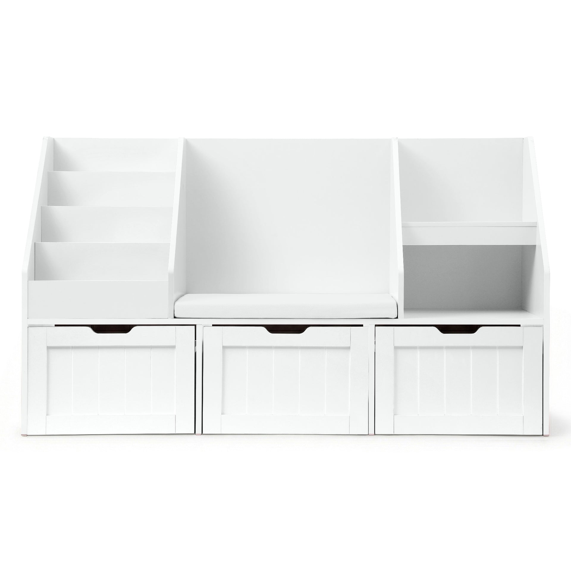 Keezi Kids Bookshelf Storage Organiser Toy Box Drawer Bench Seat Cabinet White Keezi