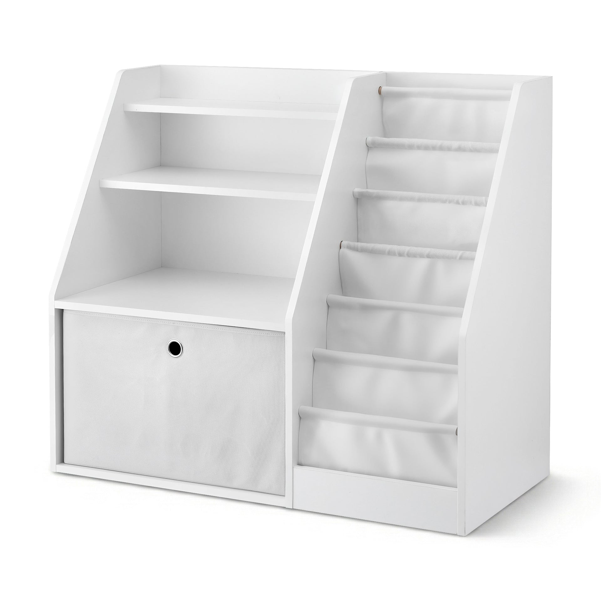 Keezi Kids Bookshelf Children Bookcase Organizer Storage Rack Display Drawer White Keezi