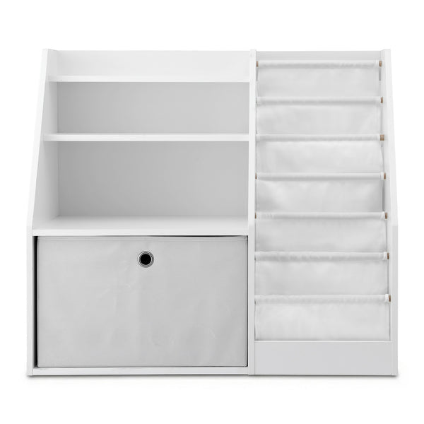 Keezi Kids Bookshelf Children Bookcase Organizer Storage Rack Display Drawer White Keezi