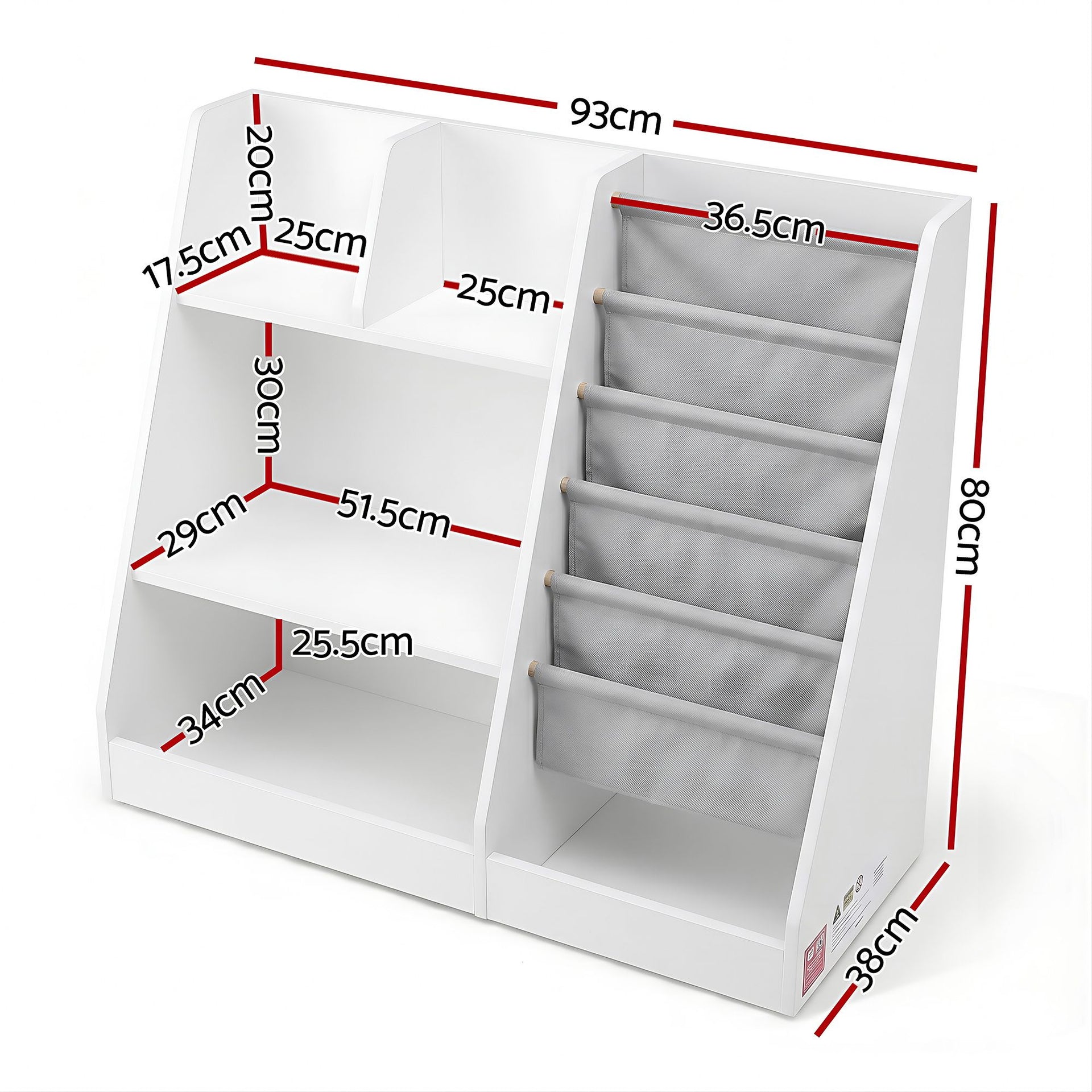 Keezi Kids Bookshelf Wood Bookcase Toddler Toys Storage Rack Display Shelves Keezi
