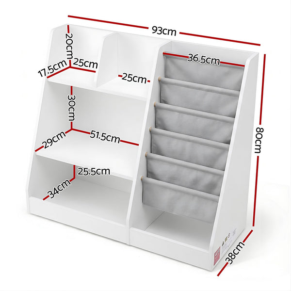 Keezi Kids Bookshelf Wood Bookcase Toddler Toys Storage Rack Display Shelves Keezi
