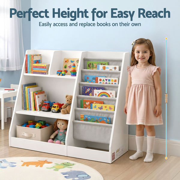 Keezi Kids Bookshelf Wood Bookcase Toddler Toys Storage Rack Display Shelves Keezi