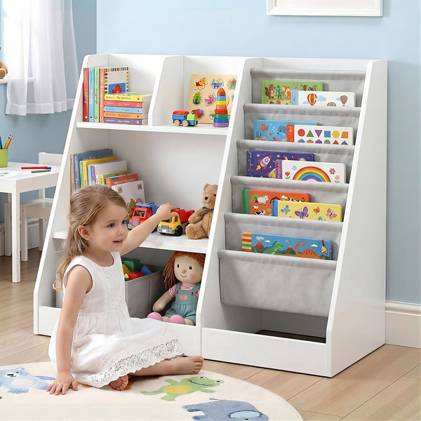 Keezi Kids Bookshelf Wood Bookcase Toddler Toys Storage Rack Display Shelves Keezi