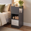 Artiss Narrow Bedside Table Grey Small Side Cabinet 1 Drawer