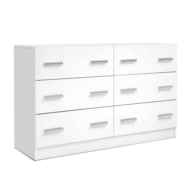 Artiss 6 Chest of Drawers Cabinet Dresser Tallboy Lowboy Storage Bedroom White Artiss
