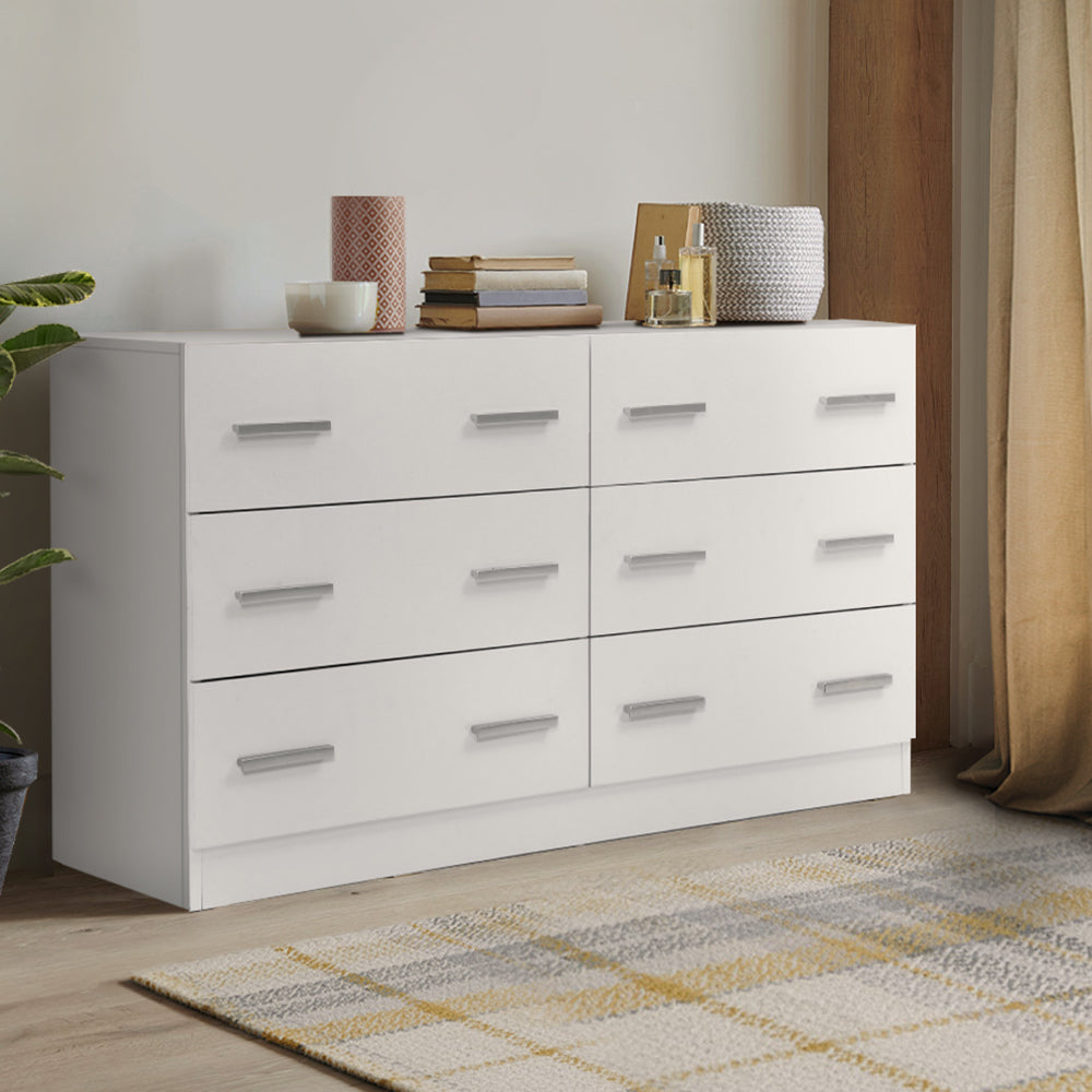 Artiss 6 Chest of Drawers Cabinet Dresser Tallboy Lowboy Storage Bedroom White Artiss