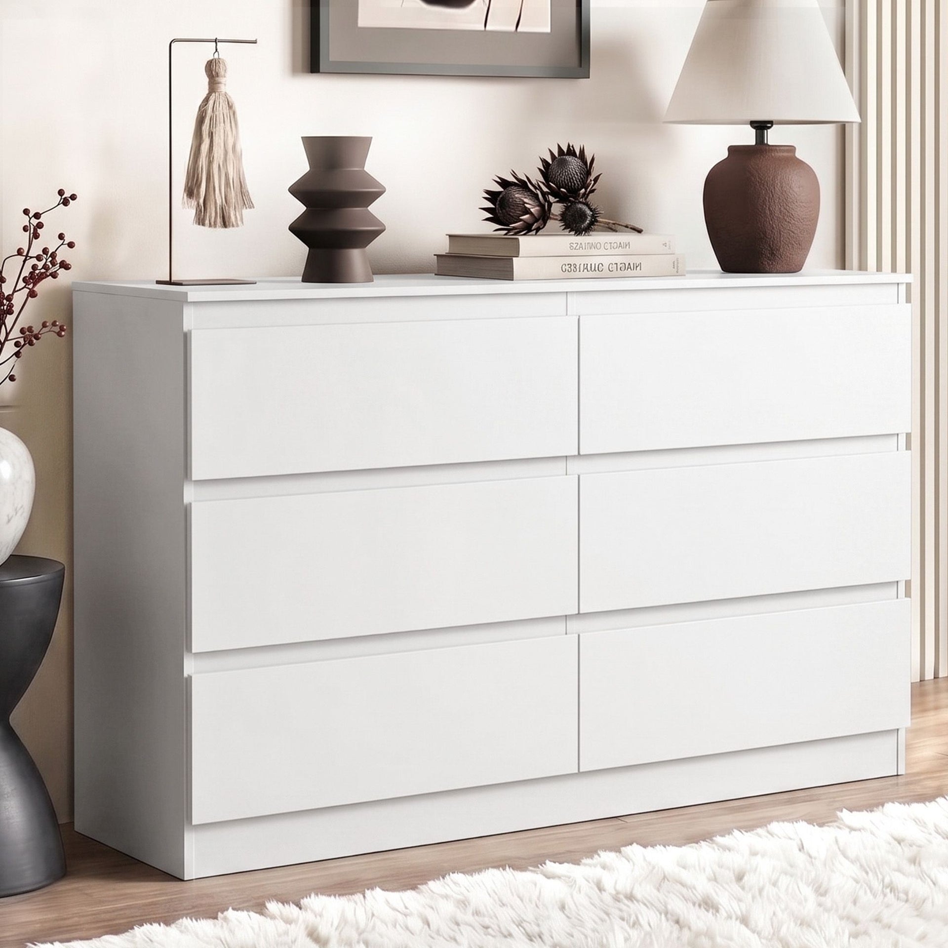 Artiss 6 Chest of Drawers Lowboy White Awezingly