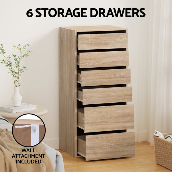 Artiss 6 Chest of Drawers Dresser Tallboy Pine Awezingly