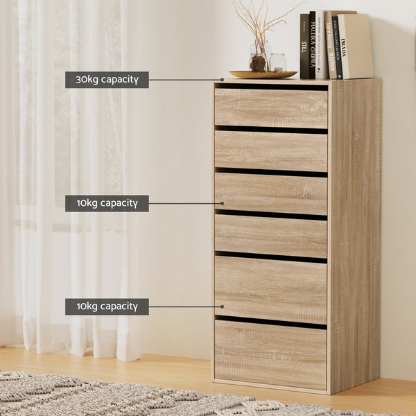 Artiss 6 Chest of Drawers Dresser Tallboy Pine Awezingly