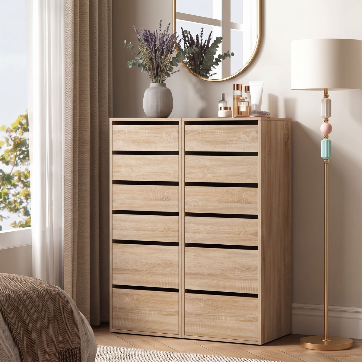 Artiss 2x Chest of 6 Drawers Dresser Tallboy Pine Awezingly