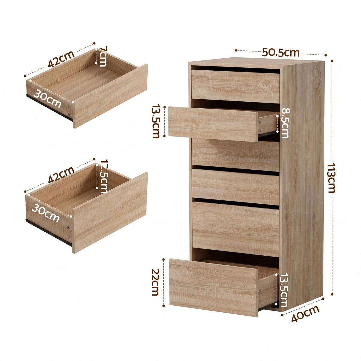 Artiss 2x Chest of 6 Drawers Dresser Tallboy Pine Awezingly