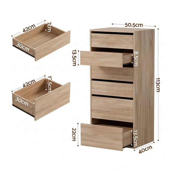 Artiss 2x Chest of 6 Drawers Dresser Tallboy Pine Awezingly