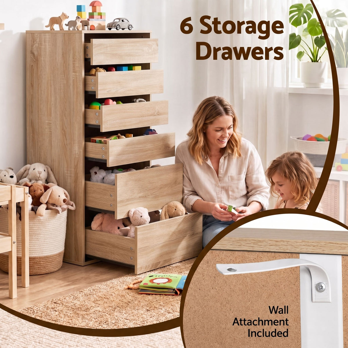Artiss 2x Chest of 6 Drawers Dresser Tallboy Pine Awezingly